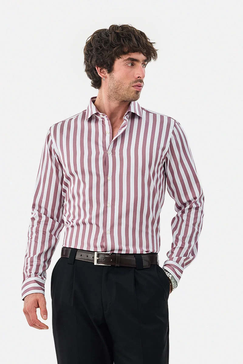 سنيتش قميص فاخر مخطط بقصة ضيقة