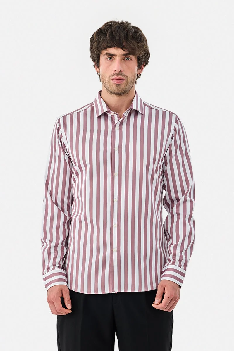 سنيتش قميص فاخر مخطط بقصة ضيقة