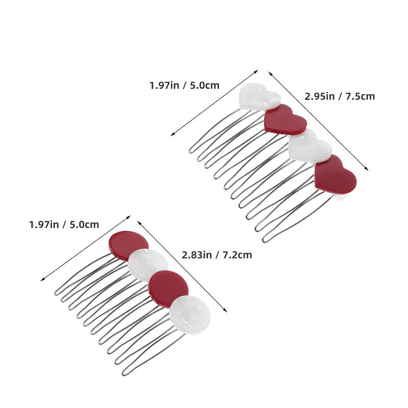 STAHAD 4pcs Heart Shaped Hair Claw Clips for Women and Teens Mini Acetate Hair Barrettes Red and White Circle Heart Design Valentine’s Day for Party and Everyday - Image 2