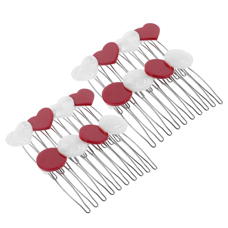 STAHAD 4pcs Heart Shaped Hair Claw Clips for Women and Teens Mini Acetate Hair Barrettes Red and White Circle Heart Design Valentine’s Day for Party and Everyday - Image 1