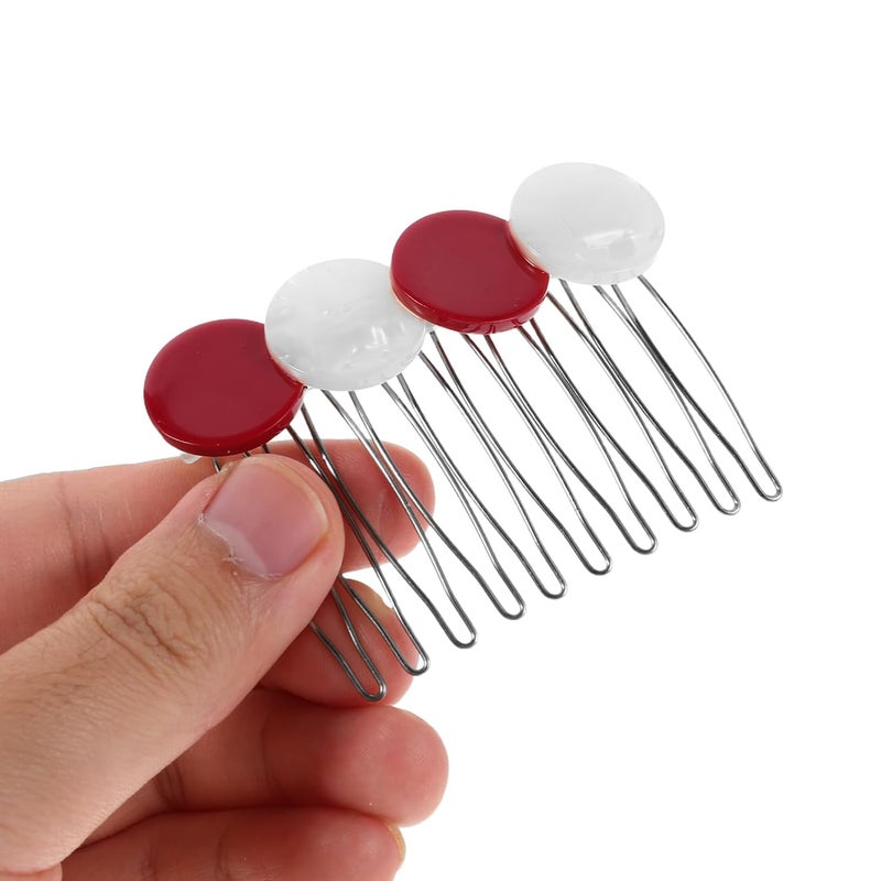 STAHAD 4pcs Heart Shaped Hair Claw Clips for Women and Teens Mini Acetate Hair Barrettes Red and White Circle Heart Design Valentine’s Day for Party and Everyday - Image 4
