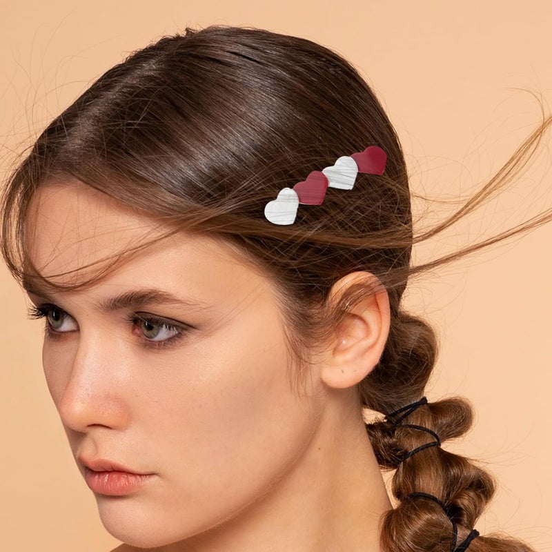 STAHAD 4pcs Heart Shaped Hair Claw Clips for Women and Teens Mini Acetate Hair Barrettes Red and White Circle Heart Design Valentine’s Day for Party and Everyday - Image 5