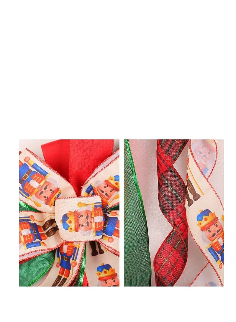 Christmas Tree Topper Bow，Large Red Wreaths Bows,Red Stripe Decorative Bow， Xmas Decorative Bows Ornaments，for Christmas Tree Home Decoration (Red)  - Image 5