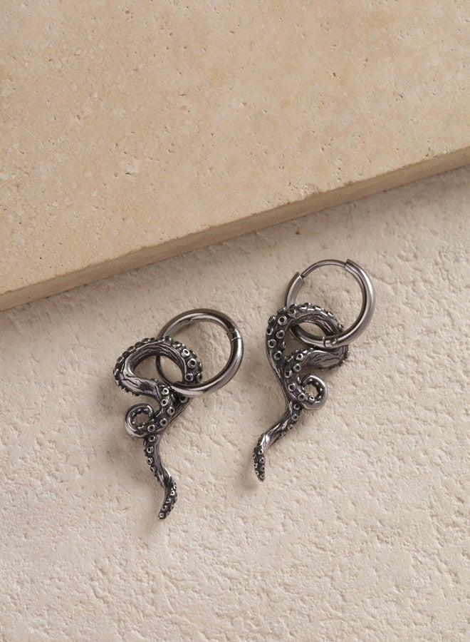 Sacina Goth Octopus Hoop Earrings, Gothic Emo Punk Grunge Earrings, Goth Jewelry, Halloween Christmas Jewelry Gift for Women - Image 5