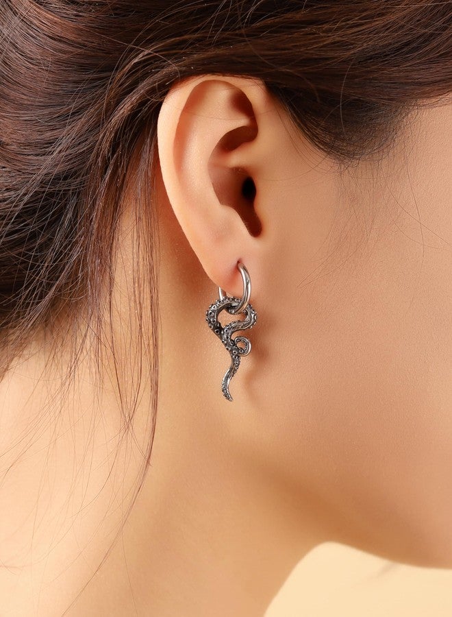 Sacina Goth Octopus Hoop Earrings, Gothic Emo Punk Grunge Earrings, Goth Jewelry, Halloween Christmas Jewelry Gift for Women - Image 2