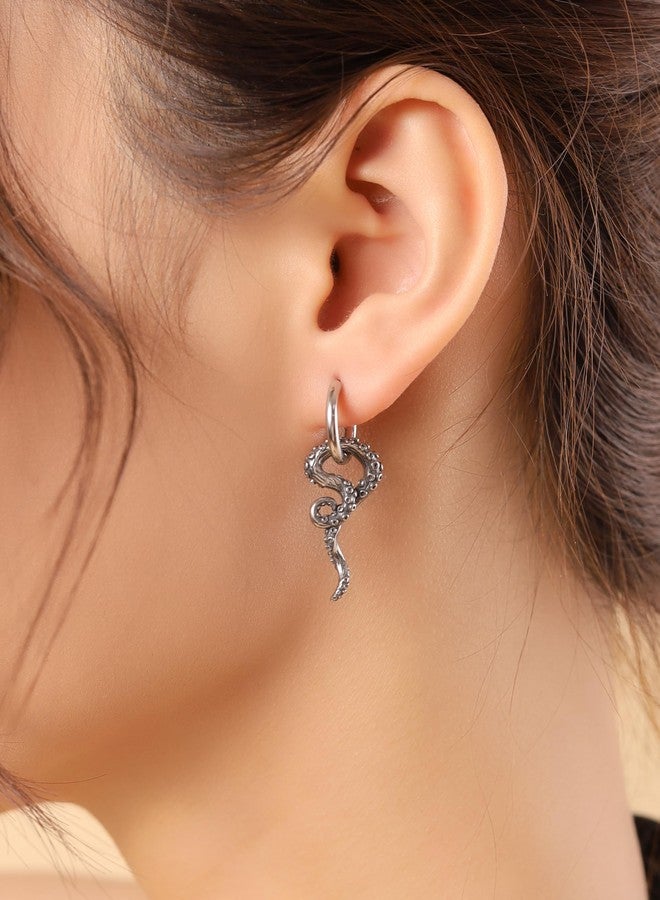 Sacina Goth Octopus Hoop Earrings, Gothic Emo Punk Grunge Earrings, Goth Jewelry, Halloween Christmas Jewelry Gift for Women - Image 3