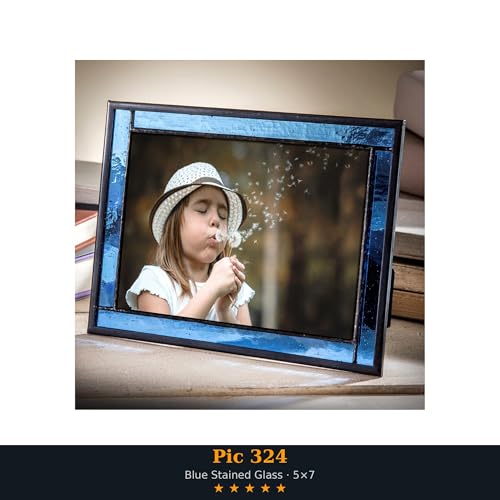 J Devlin Glass Art J Devlin Glass 5x7 Stained Glass Picture Frame — Tabletop Photo Frame, Holds 5x7 Photos, Displays Horizontally or Vertically, Artisanal Home Decor Gift - Image 3