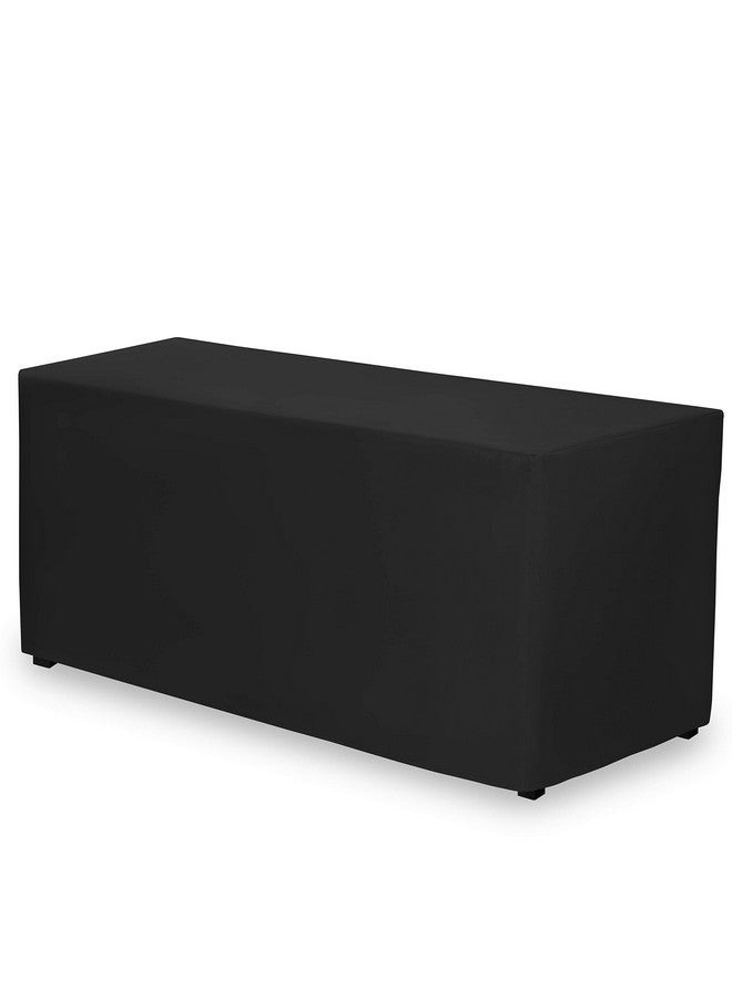 Gee Di Moda Fitted Tablecloth - 48 x 30 Inch Black Fitted Table Cloth for 4 Foot Rectangle Table - Heavy Duty Washable Fabric - for 4 Ft Buffet Table Holiday Party Dinner Wedding & Trade Show - Image 1