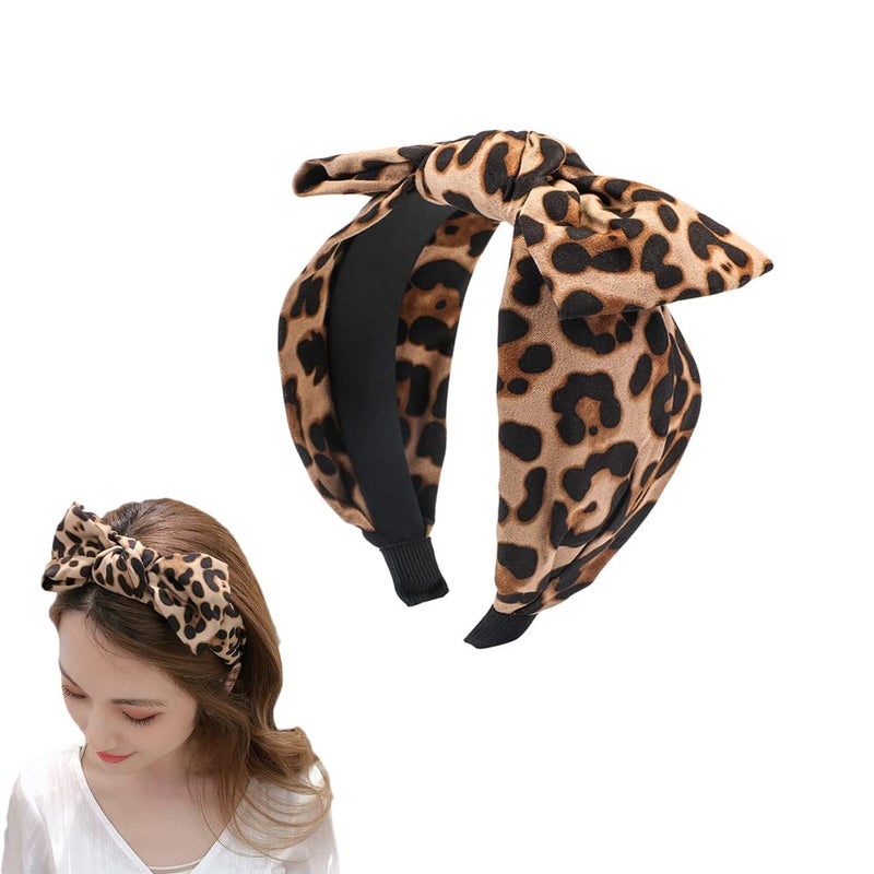 Leopard Bowknot Headbands  Boho Knot Hair Hoops for Women No Slip Fashion Head Bands for Birthday Christmas Gifts