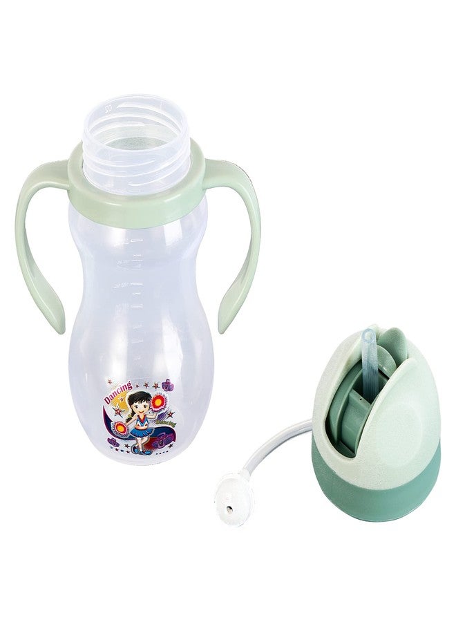Nabhya New Little Champ Spill-Proof Kids Transparent with Gravity Ball Straw Sipper Cup Water Bottle with Handles - 350 ML (Green) - Image 4