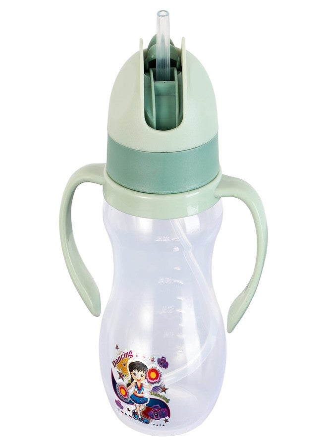Nabhya New Little Champ Spill-Proof Kids Transparent with Gravity Ball Straw Sipper Cup Water Bottle with Handles - 350 ML (Green) - Image 5