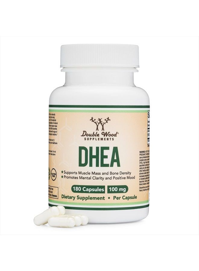 Double Wood Supplements مكمل DHEA 100 ملغ للنساء والرجال (180 كبسولة - مختبر من طرف ثالث)، مصنوع في الولايات المتحدة الأمريكية (أقصى قوة، إمداد لمدة 6 أشهر) توازن الهرمونات والشيخوخة الصحية للنساء والرجال من دابل وود - Image 1