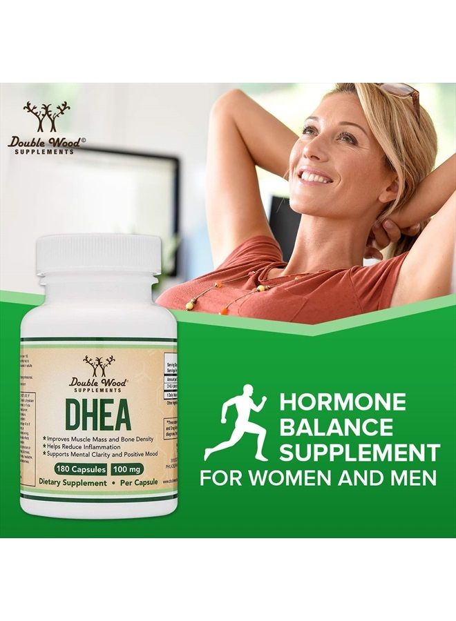 Double Wood Supplements مكمل DHEA 100 ملغ للنساء والرجال (180 كبسولة - مختبر من طرف ثالث)، مصنوع في الولايات المتحدة الأمريكية (أقصى قوة، إمداد لمدة 6 أشهر) توازن الهرمونات والشيخوخة الصحية للنساء والرجال من دابل وود - Image 5