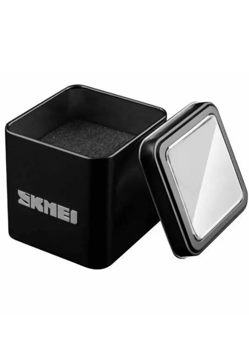 SKMEI 1636 Men Black Digital Analog Dial Black Stainless Steel Strap - Image 3