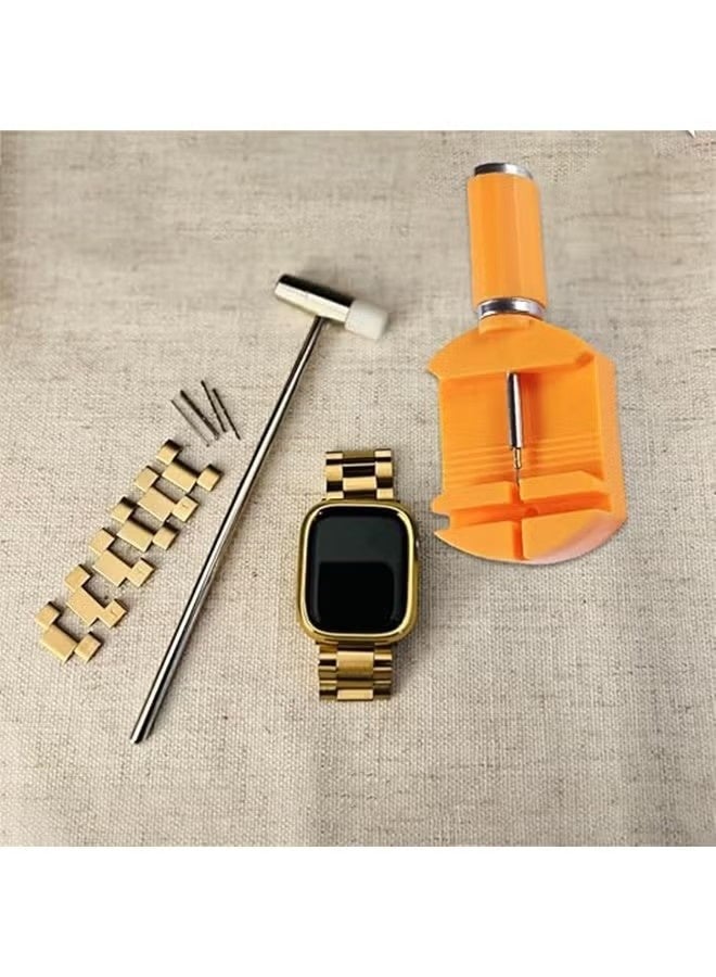 مجموعة أدوات إزالة وصلة الساعة، مجموعة أدوات تحديد حجم سوار الساعة، أداة إزالة دبوس الساعة لتعديل سوار الساعة واستبداله وتغيير حجمه، أداة إزالة وصلة الساعة مع دافع دبوس الساعة، دبابيس الساعة، مطرقة - Image 3