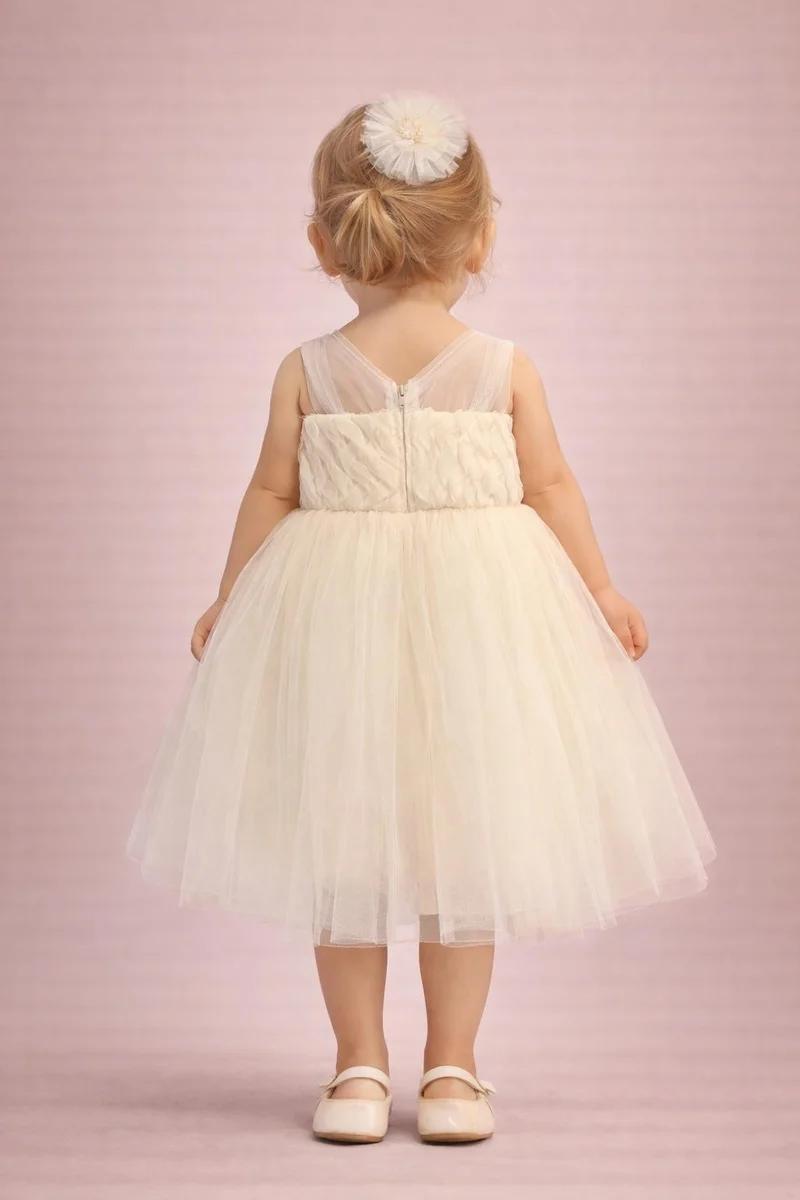 فيا بامبينو Golden Tulle Princess Baby Dress 6112