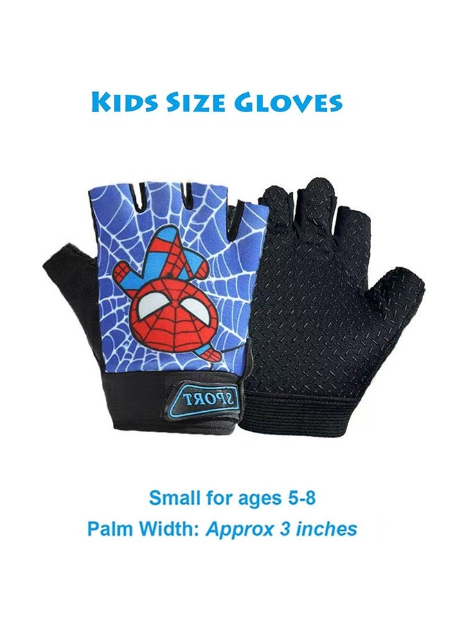 Polish'D 2Pairs Kids Fingerless Bike Gloves, Spider Superhero Sport Gloves for Children, Non-Slip Shock Absorbing Gloves for 5-9 Years Old Children Cycling Riding Outdoor Sports - Image 5