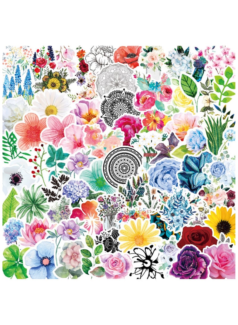 100pcs Flower Stickers Pack, Cute Aesthetic Decals for Water Bottle, Trendy, Waterproof Stickers for Laptop Scrapbooking Phone, Flower Gifts for Adults Women Teens Girls - Image 1