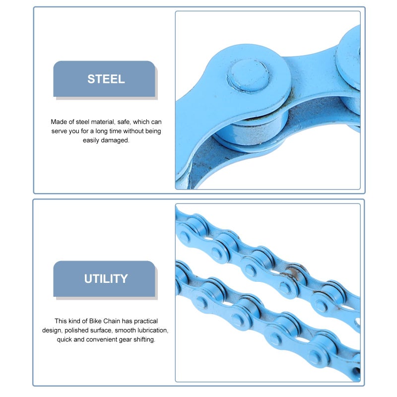 Single Speed Bicycle Chain Replacement 94 Links Sky Blue For Road And Mountain Bikes - Image 4