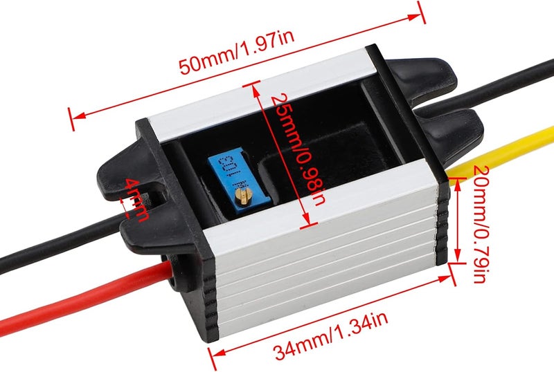 DROK 5V DC Converter, 2pcs Waterproof DC Buck Converter 8V-22V 12 V Step Down to 3V-15V 6V 9V 3A Adjustable Power Supply Voltage Regulator Module - Image 3