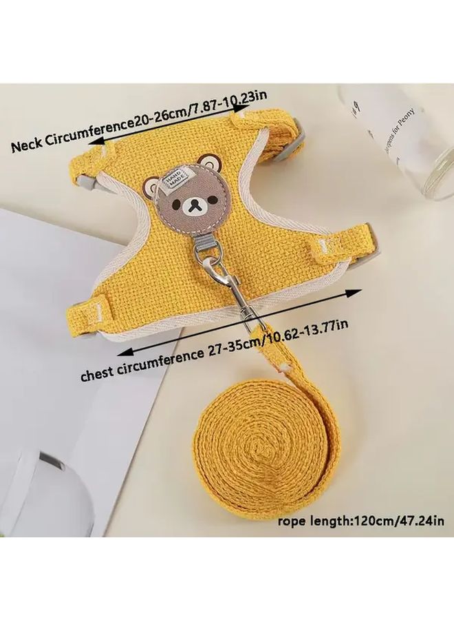 حزام الرفاهية للحيوانات الأليفة سترة مضادة للهروب مع قماش ناعم قابل للتنفس حزام قابل للتعديل أصفر L - Image 3