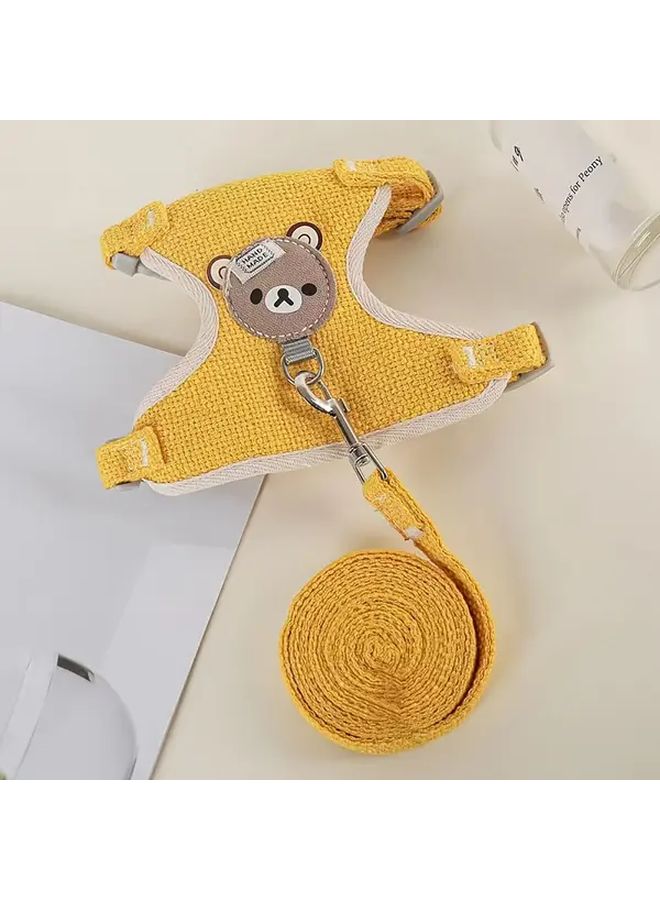 حزام الرفاهية للحيوانات الأليفة سترة مضادة للهروب مع قماش ناعم قابل للتنفس حزام قابل للتعديل أصفر L - Image 1