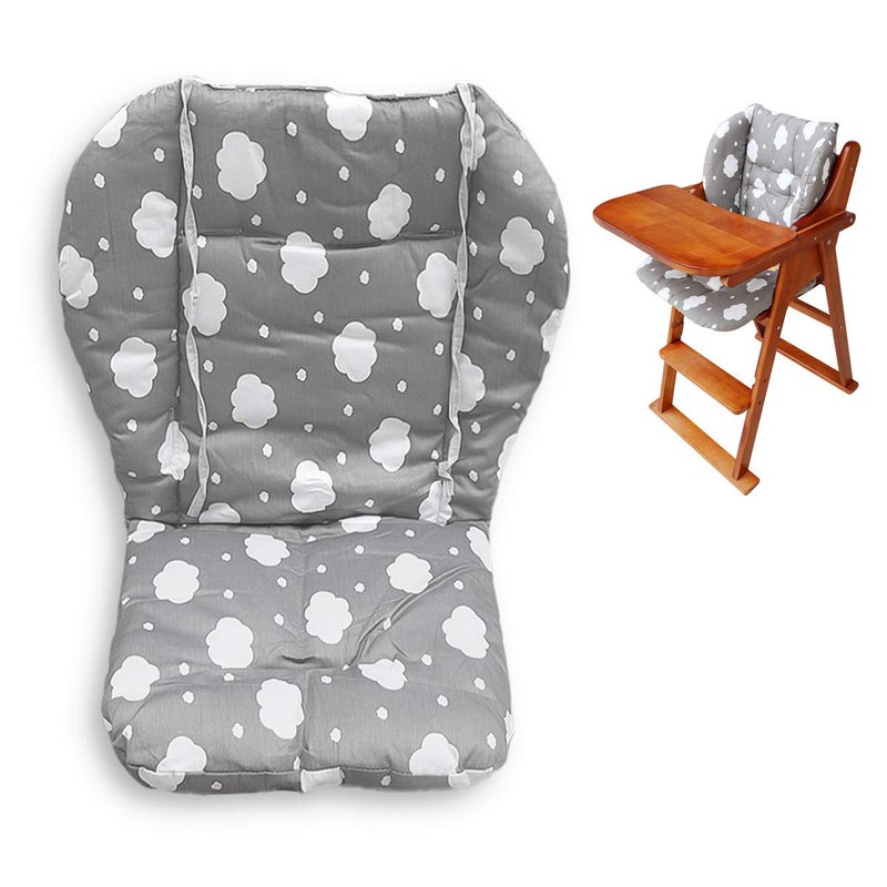 Twoworld High Chair Cushion Large Thickening Baby High Chair Seat Cushion Liner Mat Pad Cover Breathable Gray Clouds