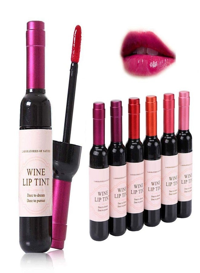 KlsyChry 6 Colors/Set Wine Lipstick Matte Long Lasting Waterproof Lip Tint Set Lip Gloss Lip Stain Wine Bottle Lipstick Liquid Lipgloss, Valentine's Day Gift Kit Ideas for Girlfriends, Women, Moms - Image 1