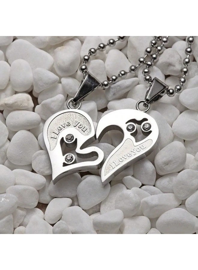 QUARTZ Couple Quartz Wristwatch Set with Matching Heart Necklaces Stainless Steel Watch Set Ideal for Anniversaries Valentine’s Day and Birthday Gifts - Image 2