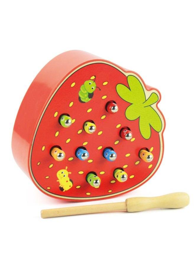 Children's Fun Early Education Wooden Magnetic Bug Catching Game Toys Hand-eye Coordination Interactive Intelligence Toys-Color:Strawberry - Image 1