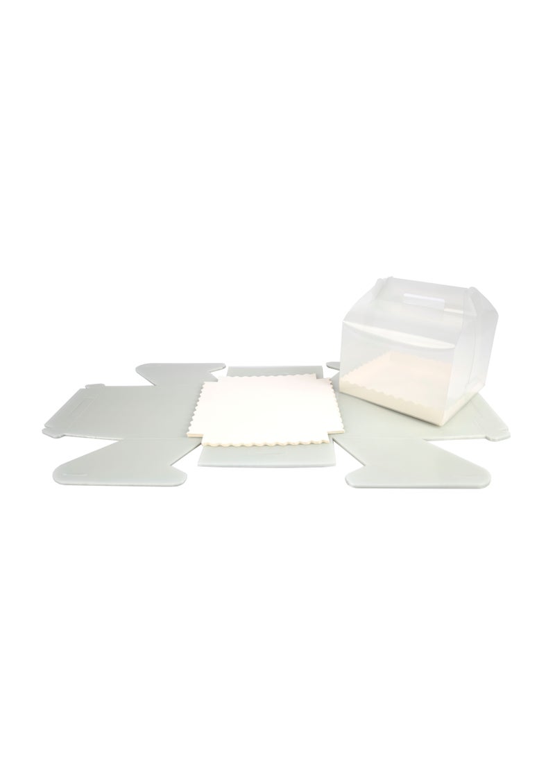 Easy to assemble transparent cake serving boxes, consisting of 12 pieces, 21*21*21 centimeters