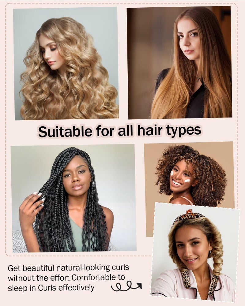 Seritant Heatless Hair Curler,Blowout Heatless Curls Overnight,No Heat Curling Rod Set with Satin Bonnet for Sleep in,Leopard - Image 3