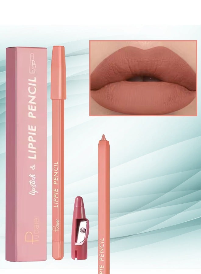 pudaier Lippie Pencil Lipstick with Sharpener Easy to Use Lip Makeup Soft Lipliner Pencil Lip Liner Pencil Matte Waterproof Long Lasting Lipstick Lip Contour Makeup Lip Set Full Color 05 - Image 1