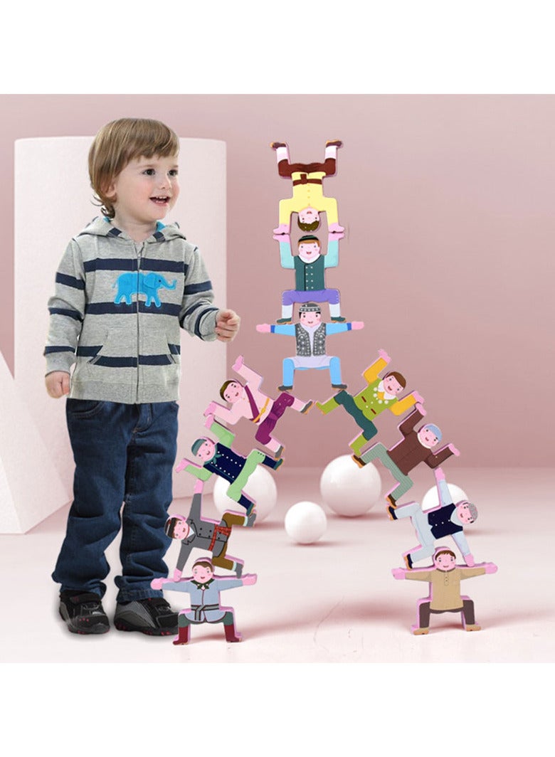 wooden balanced building block toy set of characters - Image 1