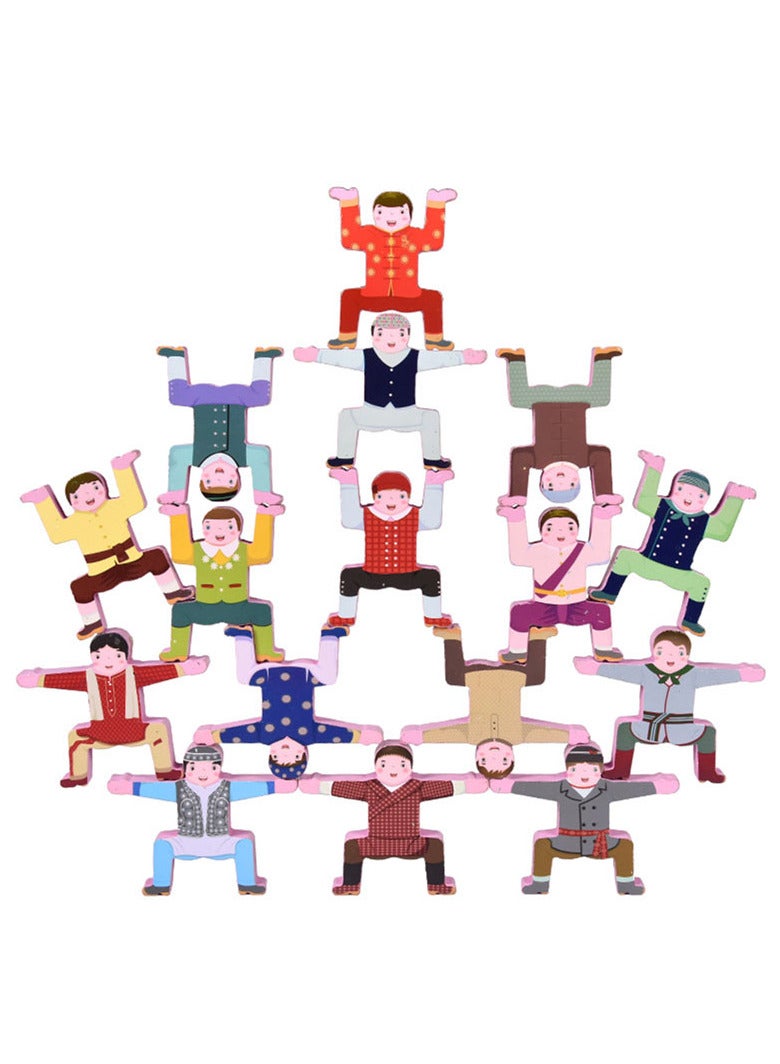 wooden balanced building block toy set of characters - Image 2
