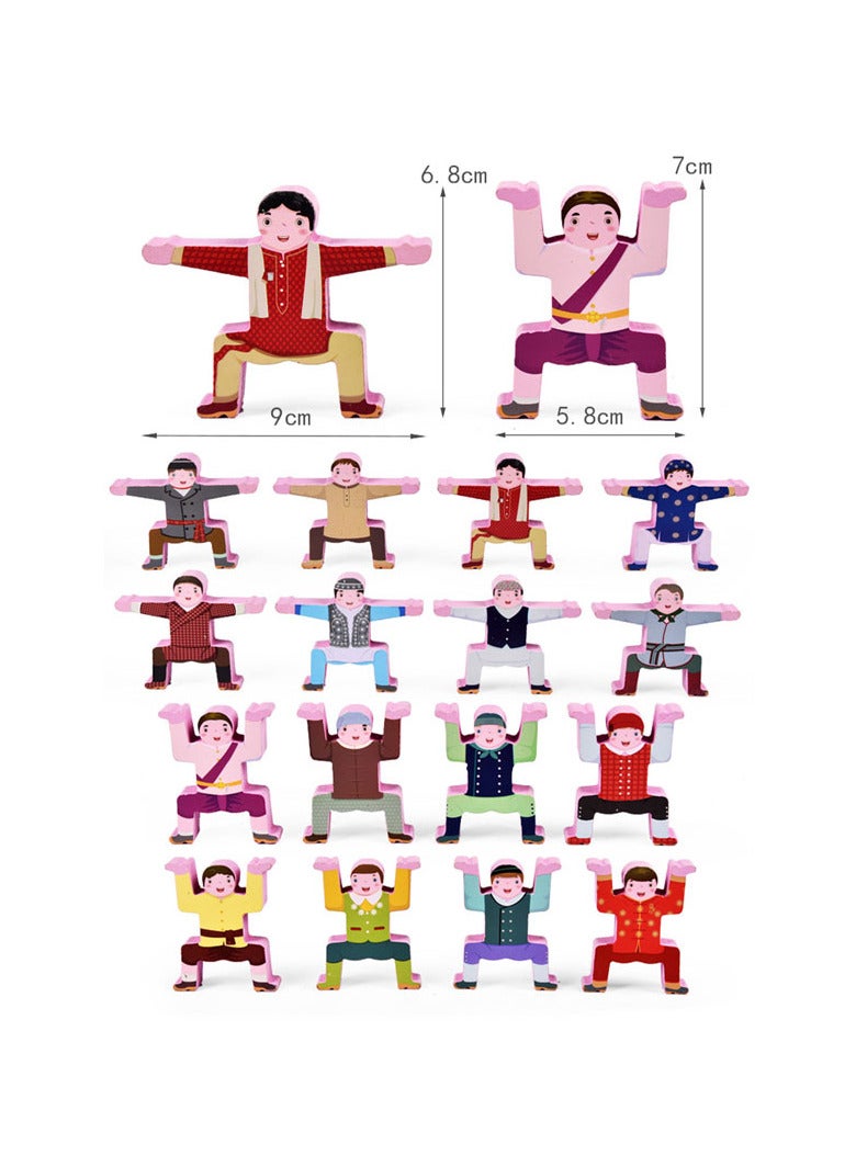 wooden balanced building block toy set of characters - Image 3