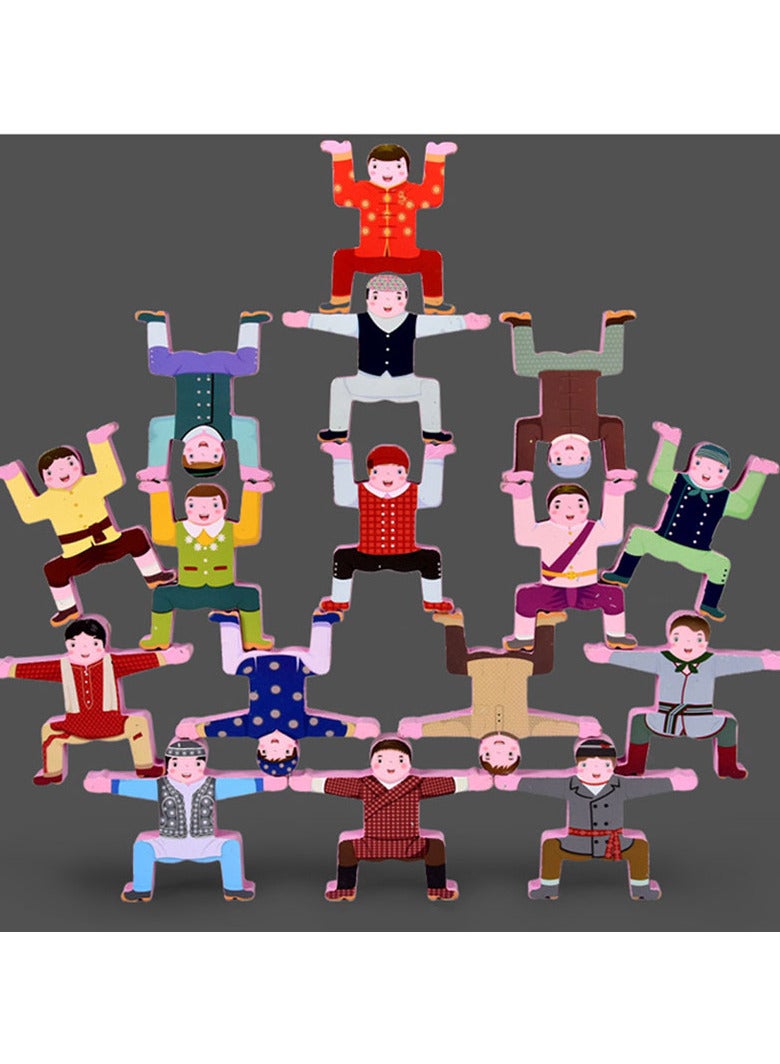 wooden balanced building block toy set of characters - Image 4
