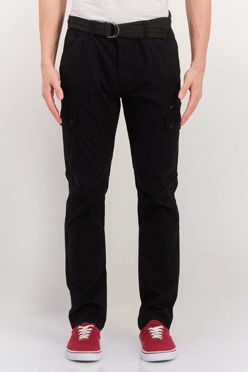 Threadbare Men Regular Fit Solid Cargo Pants, Black - Image 1