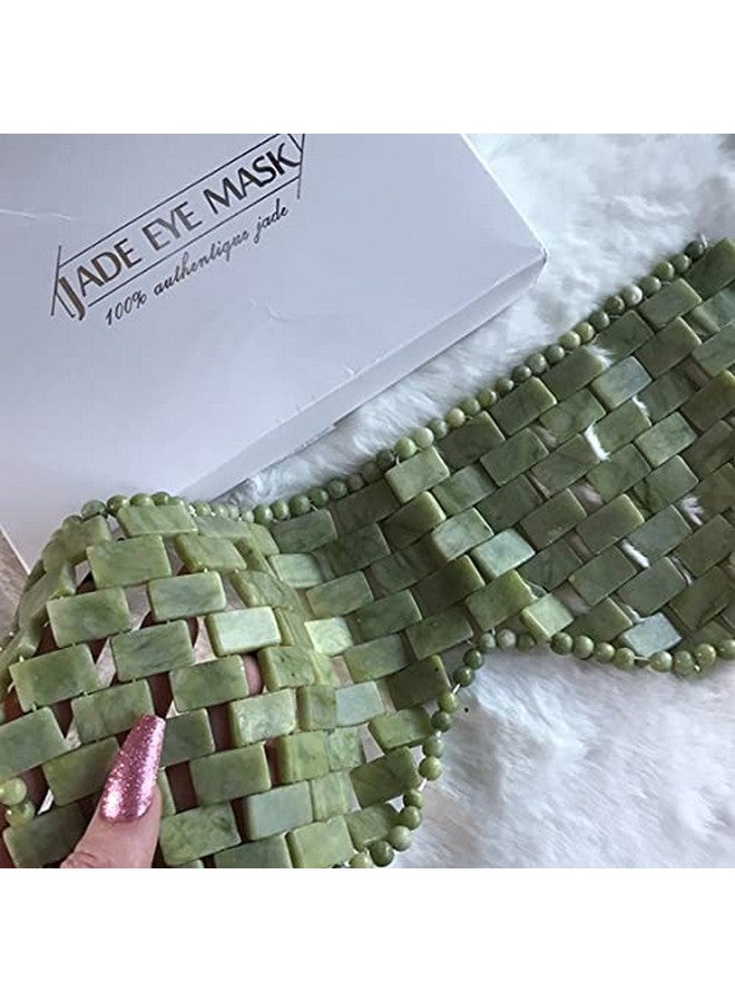 Jade Roller جادرولر طبيعي 100% من أحجار اليشم قناع للوجه والعينين مضاد للشيخوخة للعلاج الساخن أو البارد للعيون المنتفخة، الهالات السوداء، تخفيف الصداع، الصداع النصفي، تهدئة تعب العين أداة تدليك للعناية بالبشرة لإزالة التجاعيد - Image 1