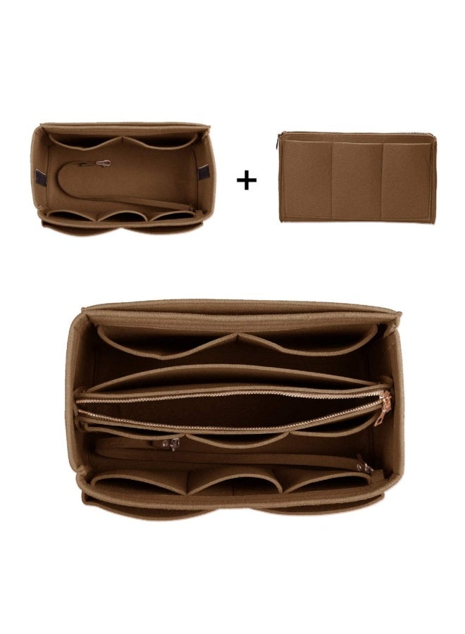 ZTUJO Purse Organizer Insert Felt Bag Organizer With Metal Zipper Handbag And Tote Shaper For Speedy Neverfull Tote 7 Sizes Mini Light Coffee  - Image 5