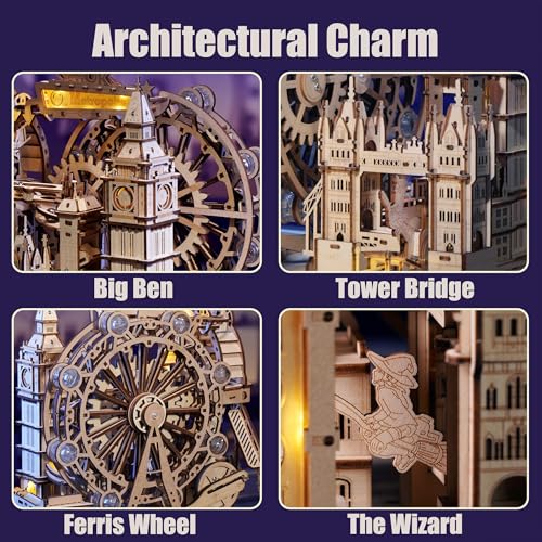 ROKR 3D Wooden Marble Run Puzzle for Adults London Themed Mechanical Model Building Kits 431 Pcs DIY Construction Toy Brain Teaser Gift for Teens Adults - Image 5