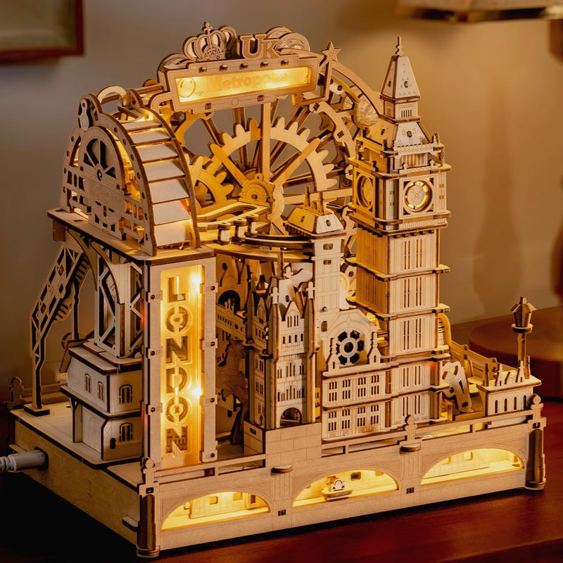 ROKR 3D Wooden Marble Run Puzzle for Adults London Themed Mechanical Model Building Kits 431 Pcs DIY Construction Toy Brain Teaser Gift for Teens Adults - Image 3