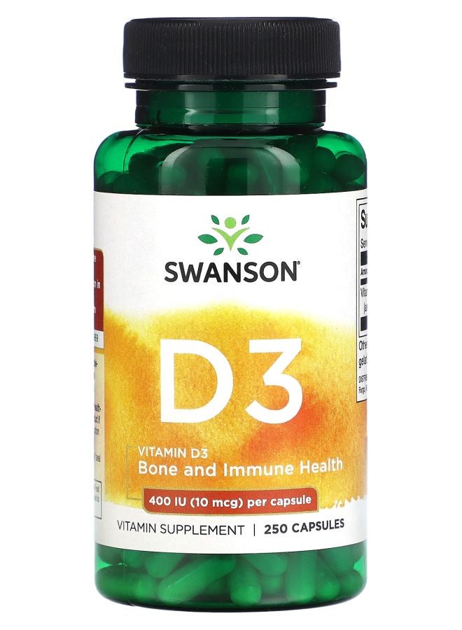 SWANSON Vitamin D3 400 IU (10 mcg) 250 Capsules