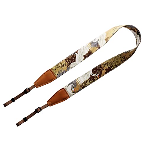 UNIKSTRAP Original Design Personalized Adjustable Camera Strap Chrysanthemum & Crane in Tan, Fit for Canon Nikon Sony Olympus Interchangeable Lens Digital Camera/DSLR etc. - Image 2