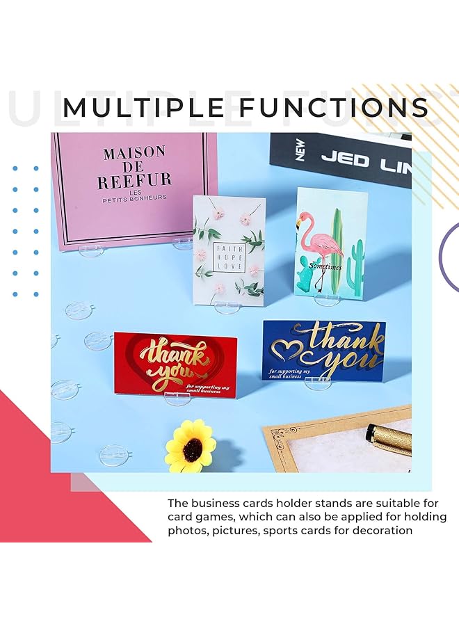 erorex 100 Pcs Card Stand Translucent Paper Miniature Bases Paper Board Plastic Game Stands Business Card Holder Plastic Clip For Price Tags Menus Labels Party 1 Inch - Image 3