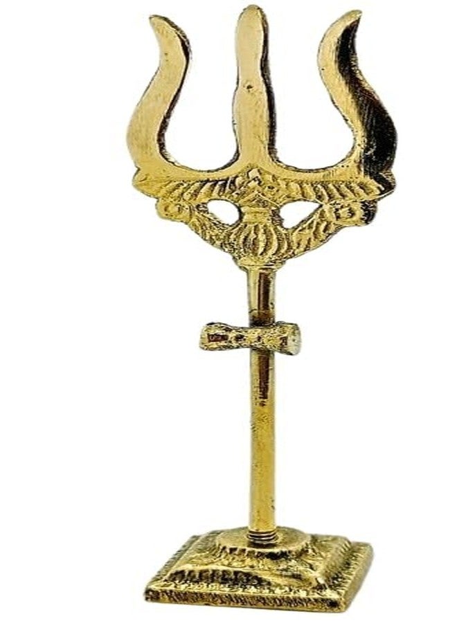 Aditri Creation Decorative Brass Trishool/Trishul/Shoolam Lord Shiv mahadev Durga Pooja/Puja trishul Trident Protection and Worship for Pooja Mandir Temple for Indian Traditional Diwali Decoration(Size:-3.5")(Golden) - Image 1