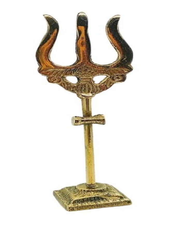 Aditri Creation Decorative Brass Trishool/Trishul/Shoolam Lord Shiv mahadev Durga Pooja/Puja trishul Trident Protection and Worship for Pooja Mandir Temple for Indian Traditional Diwali Decoration(Size:-3.5")(Golden) - Image 3