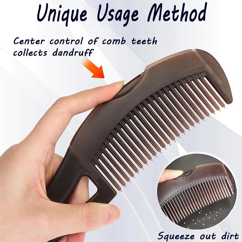 May Create ® Hair Combs Set Dandruff Removal Comb & Stainless Steel Fine Tooth Comb for Scalp Massage & Removing Lice Self-cleaning Dandruff Scalp Cleaning,Pack of 2Pcs - Image 3