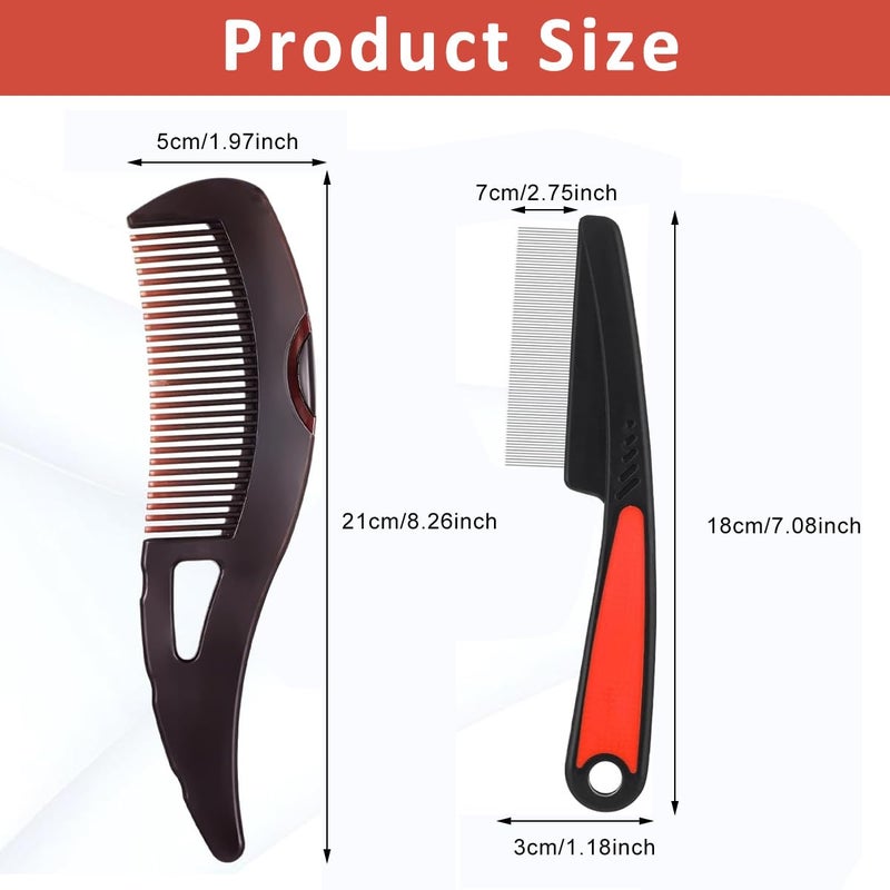 May Create ® Hair Combs Set Dandruff Removal Comb & Stainless Steel Fine Tooth Comb for Scalp Massage & Removing Lice Self-cleaning Dandruff Scalp Cleaning,Pack of 2Pcs - Image 2