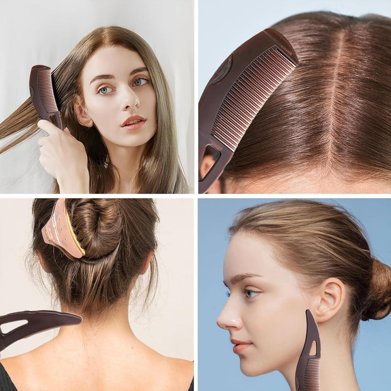 May Create ® Hair Combs Set Dandruff Removal Comb & Stainless Steel Fine Tooth Comb for Scalp Massage & Removing Lice Self-cleaning Dandruff Scalp Cleaning,Pack of 2Pcs - Image 4